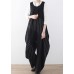 Spring  Summer Cotton Hemp Women Oversized Asymmetric Striped Jumpsuit