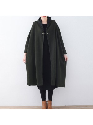 Fine green wool coats Loose fitting Winter coat women Winter coat