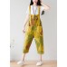 Vintage Yellow pockets print Jumpsuit Summer