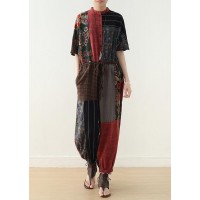 Summer Prints Linen Loose Bat Sleeve Jumpsuit